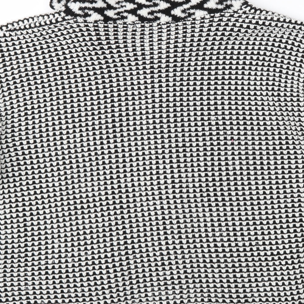 Envy Womens Black Geometric Cardigan Jumper Size M