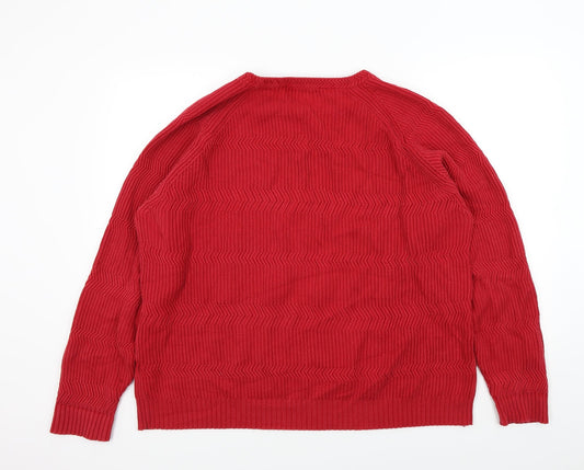 Mens UK Size L Maine Red Pullover Jumper