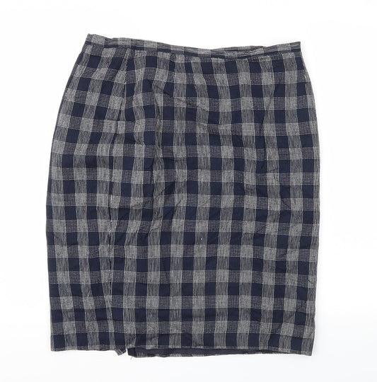 debanams Womens Blue Check Flare Skirt Size 16