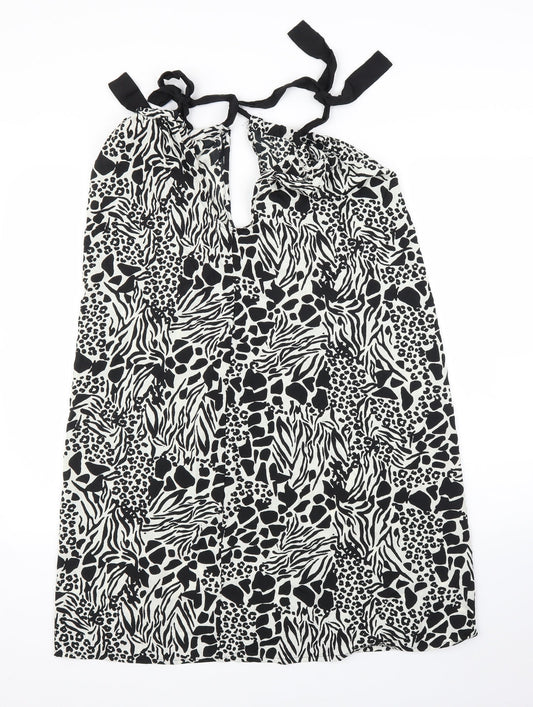 Pep&Co Womens Black Animal Print A-Line Size 8