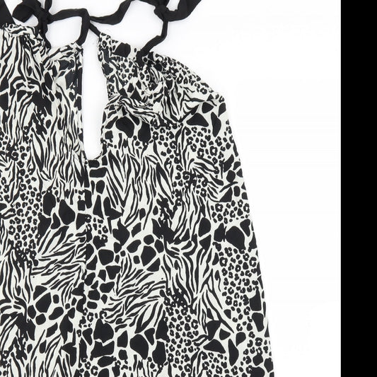 Pep&Co Womens Black Animal Print A-Line Size 8
