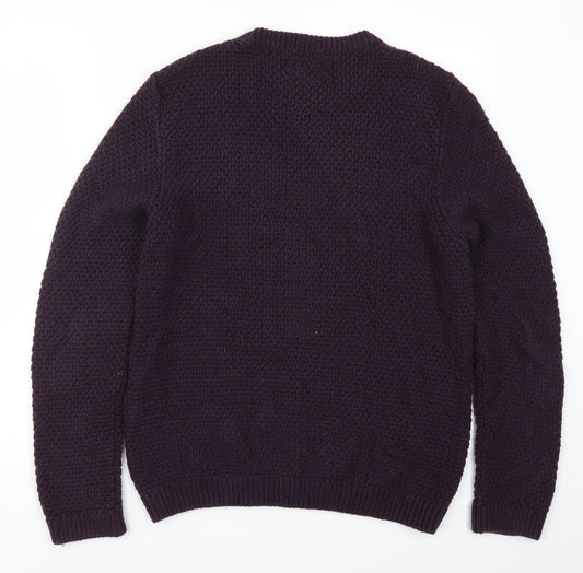 Topman Mens Purple Knit Pullover Jumper Size S