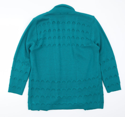 CHIC Womens Blue Cardigan Jumper Size M - Distressed Look