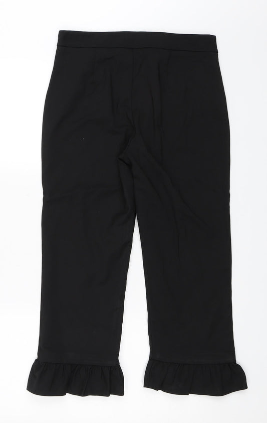 Womens UK Size M Zara Regular Fit Cropped Black Trousers