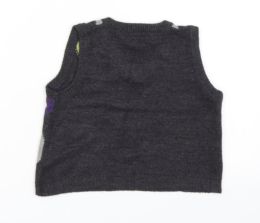 NEXT Boys Grey Argyle/Diamond Vest Jumper Size 9-12 Months