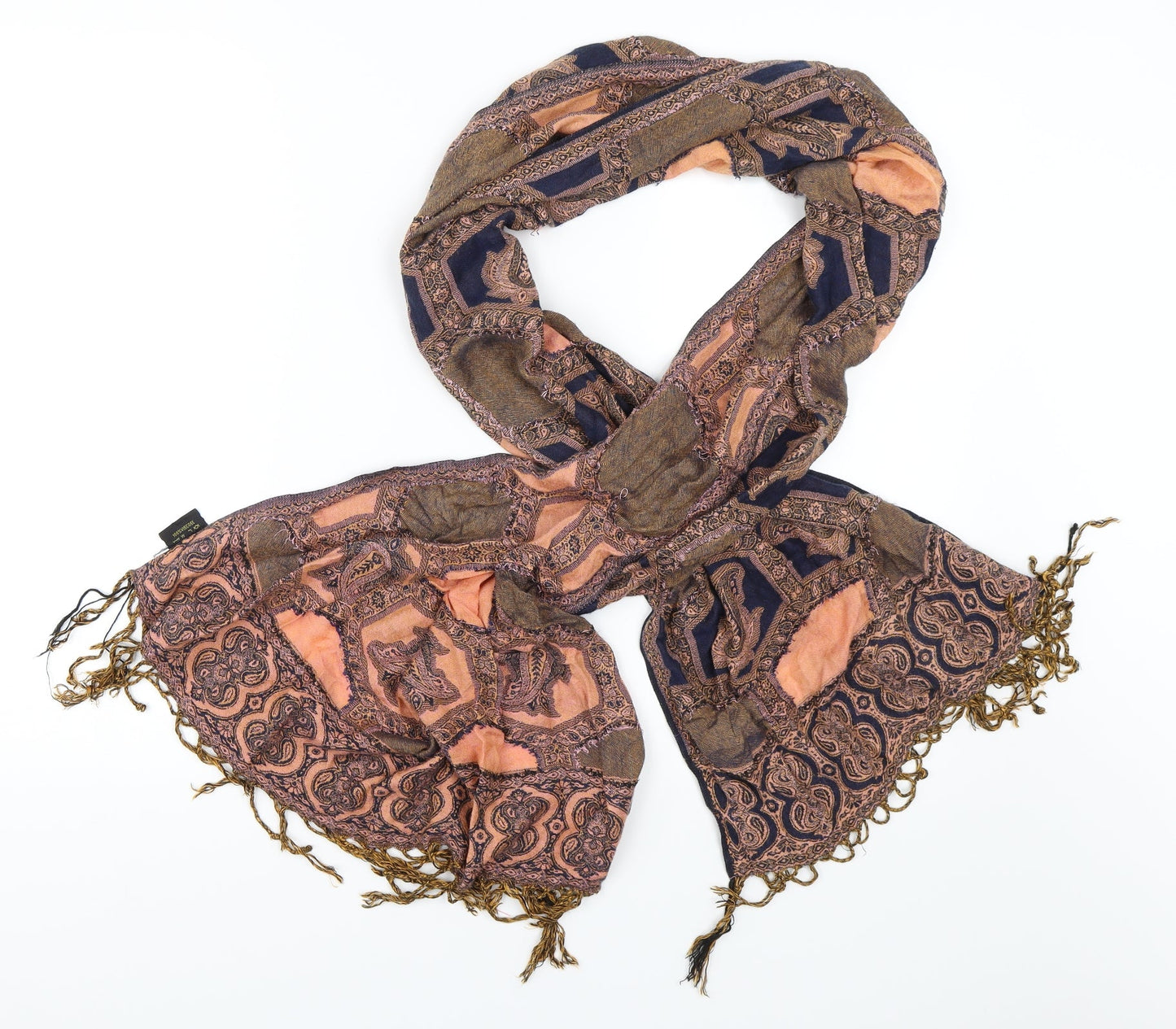 Preworn Womens Orange Geometric Scarf