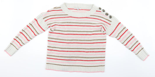 NEXT Womens White Striped Pullover Jumper Size S
