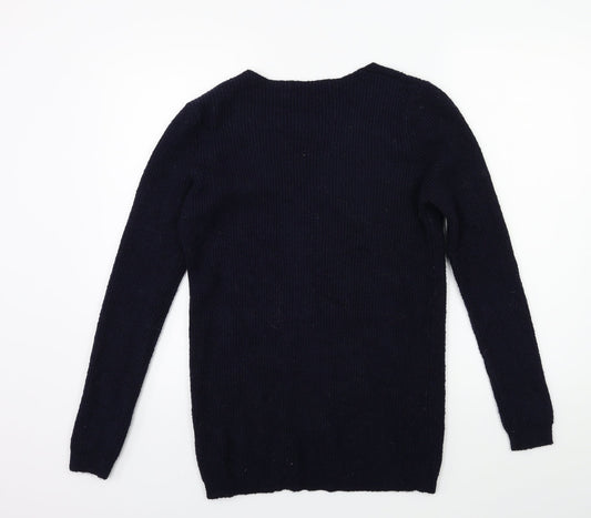 Sfera Womens Blue Knit Pullover Jumper Size M