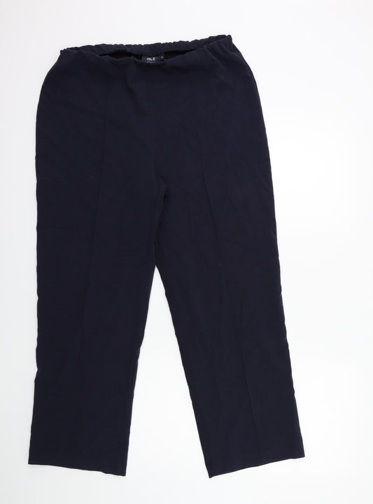Womens UK Size 14 ISLE Regular Fit Blue Trousers