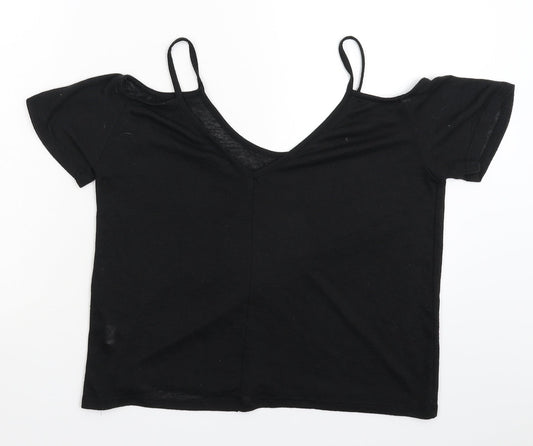Womens UK Size 8 Atmosphere Black Basic T-Shirt