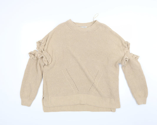 Miss Selfridge Womens Beige Knit Pullover Jumper Size 12