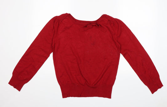 Love knitwear Womens Red Pullover Jumper Size 16