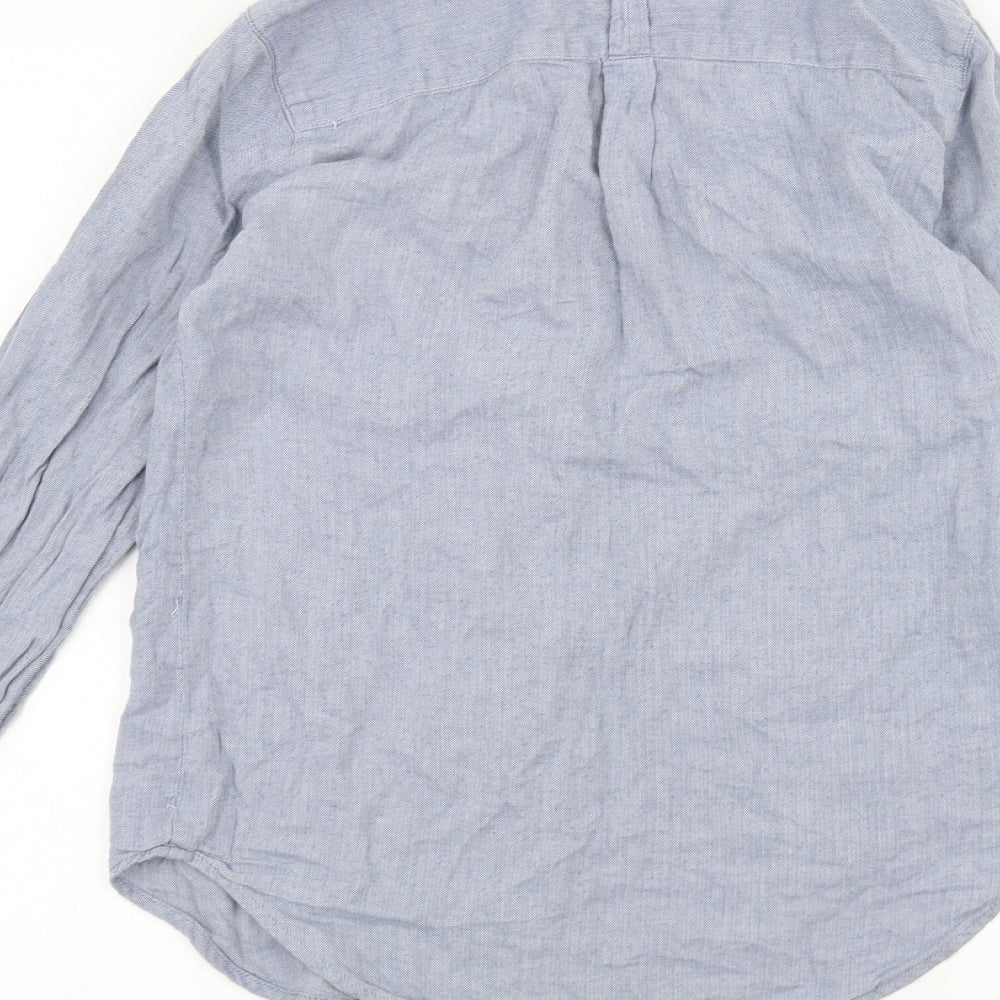 George Womens Blue Basic Button-Up Size 8