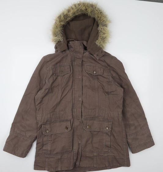 Womens UK Size 10 BHS Brown Windbreaker Coat