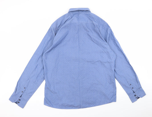 George Mens Blue Button-Up Size L