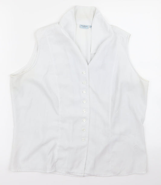 Womens UK Size 14 Anne Brooks White Basic Button-Up