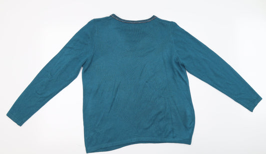 Anna rose Womens Blue Pullover Jumper Size L - Sequin detail
