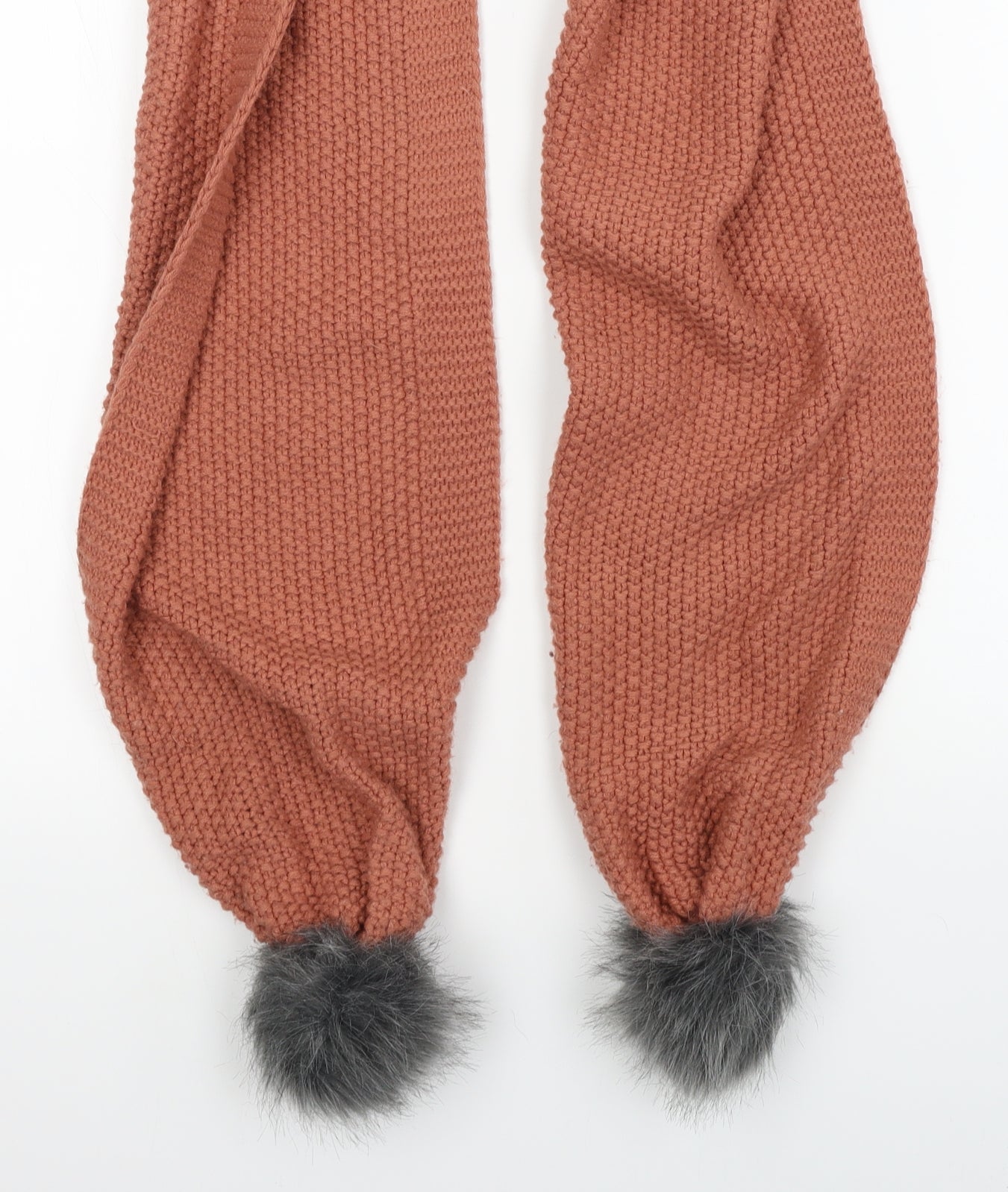 Preworn Womens Beige Knit Scarf - pom pom