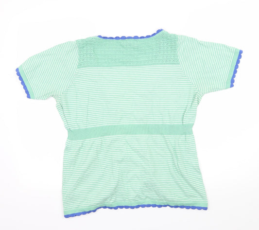Per Una Womens Green Striped Knit Basic Blouse Size 16