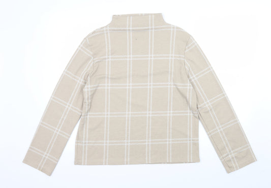 M&S Womens Beige Check Basic T-Shirt Size 12
