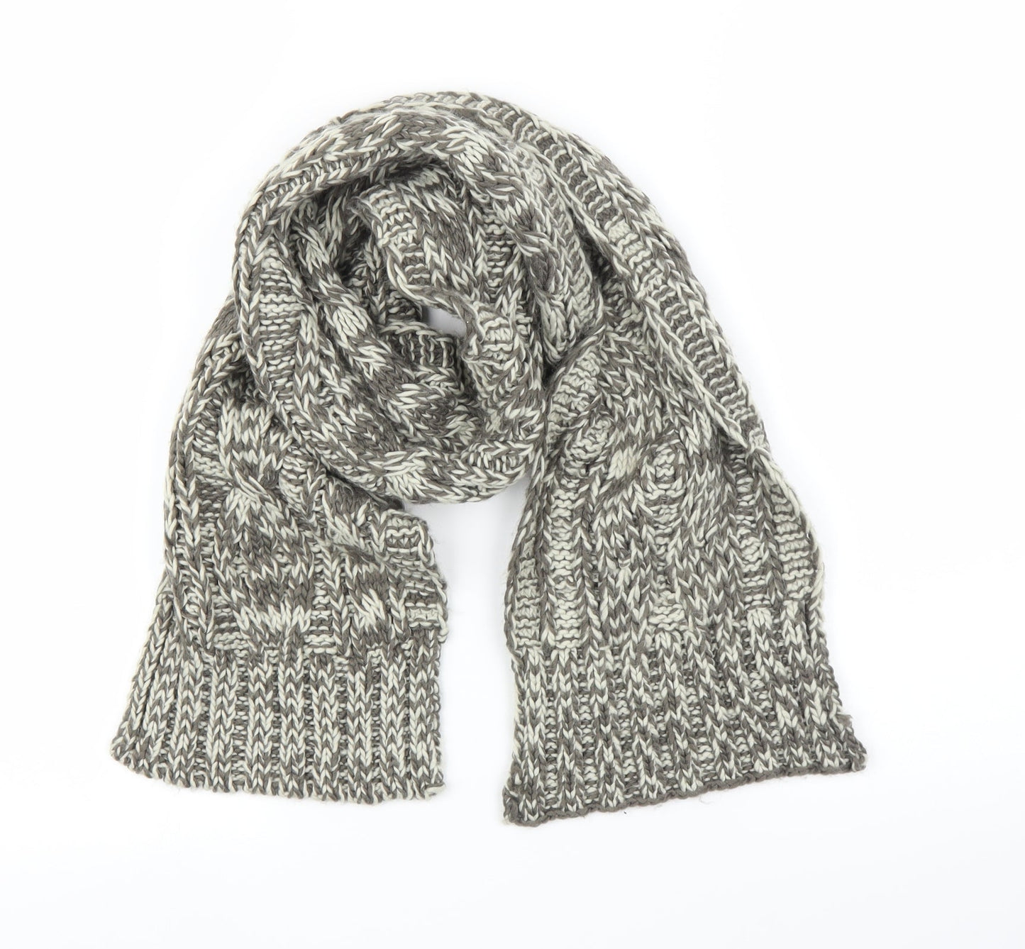 Preworn Unisex Grey Scarf - Cable knit