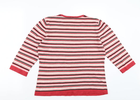 Preworn Womens Red Striped Pullover Jumper Size 14