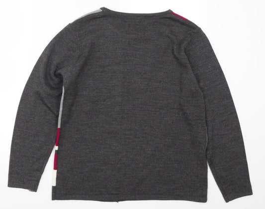 Classics Womens Grey Geometric Pullover Jumper Size S - Pink
