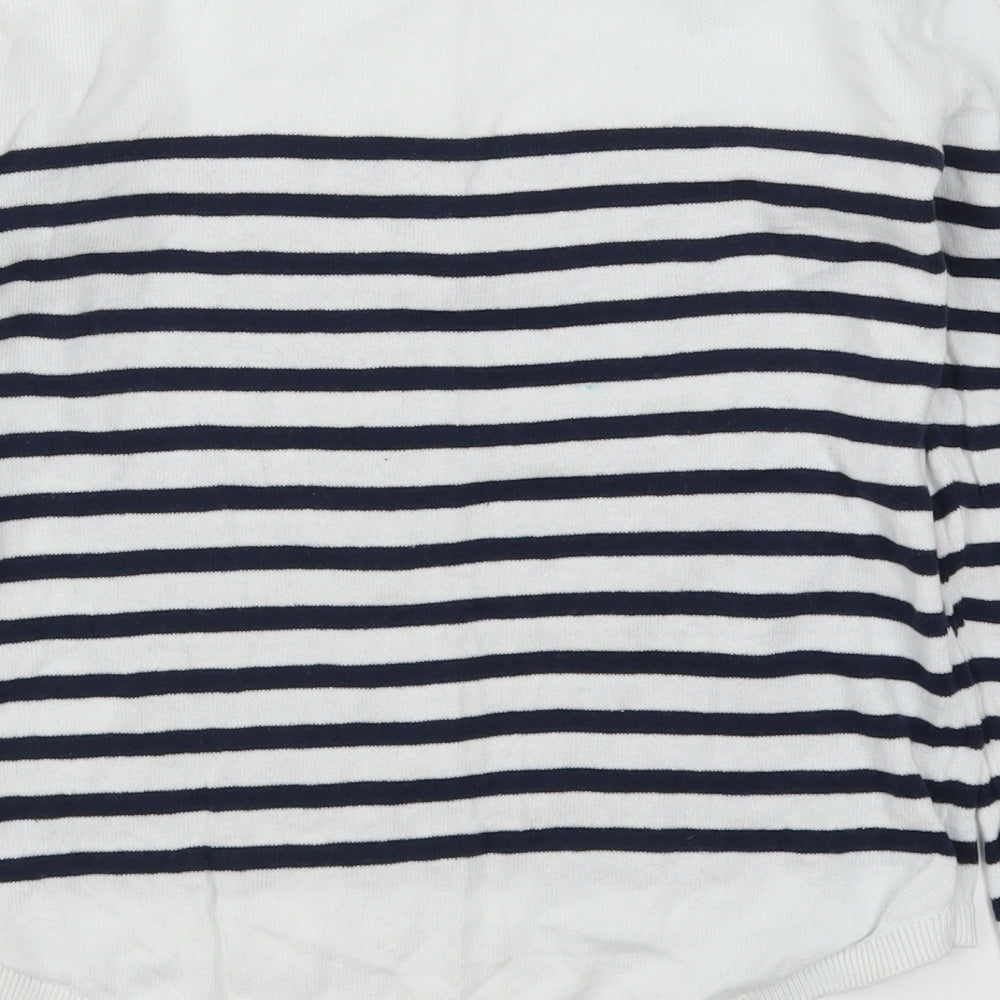 H&M Girls White Striped Pullover Jumper Size 11-12 Years - Blue