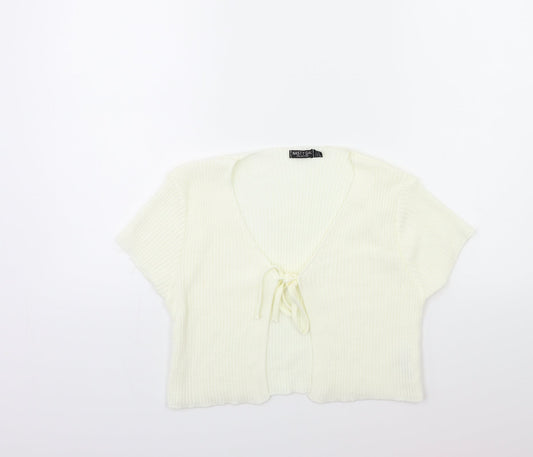 Nasty Gal Womens White Knit Cardigan Jumper Size 10