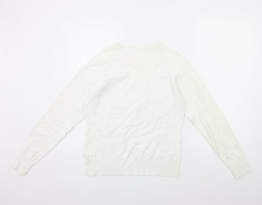 TU Womens White Pullover Jumper Size L