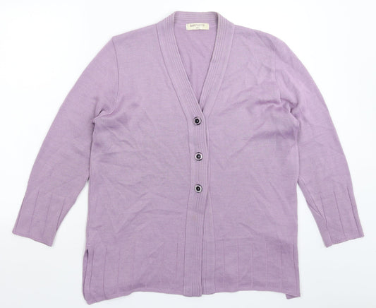 Bonmarché Womens Purple Knit Cardigan Jumper Size L