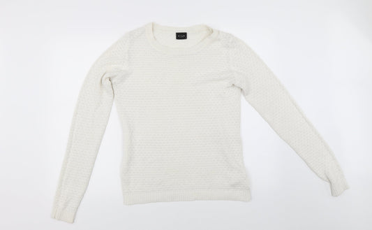 VILA Womens White Pullover Jumper Size M