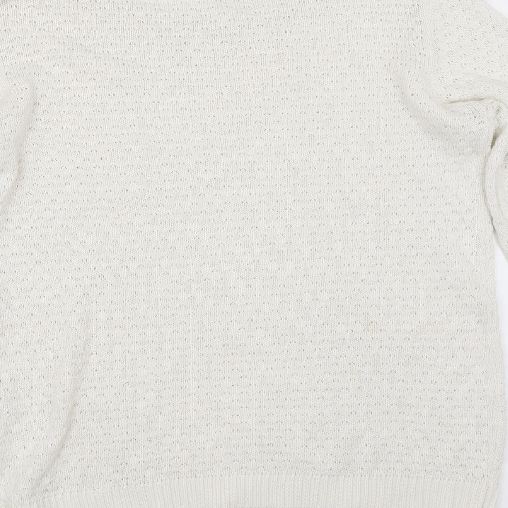 VILA Womens White Pullover Jumper Size M