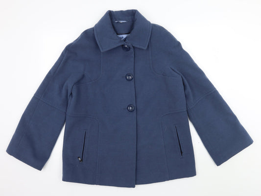 Klass Womens Blue Overcoat Coat Size 14