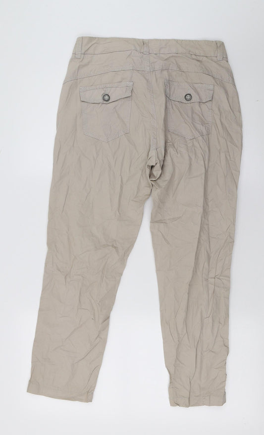 Womens UK Size 34 in Street One Regular Fit Cropped Brown Trousers