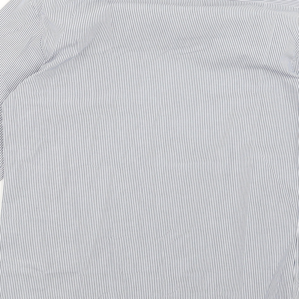 Mens UK Size 14.5 Marks and Spencer Blue Button-Up Long Sleeve Casual Shirt