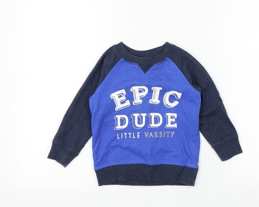 George Boys Blue Colourblock Pullover Jumper Size 2-3 Years