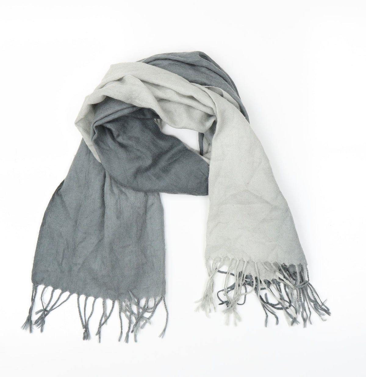 Front view of Preworn unisex grey scarf