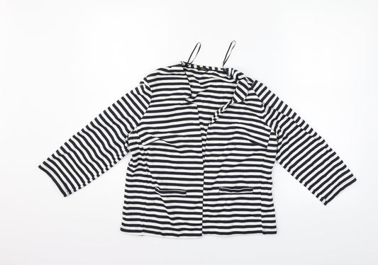 M&Co Womens White Striped Cardigan Jumper Size 10