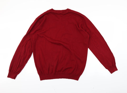 Mens UK Size L Sandstone Red Pullover Jumper