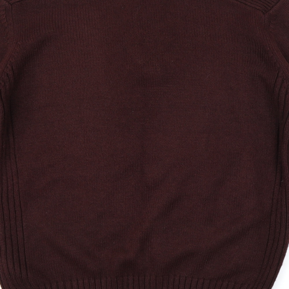Atlantic Bay Mens Brown Henley Jumper Size M