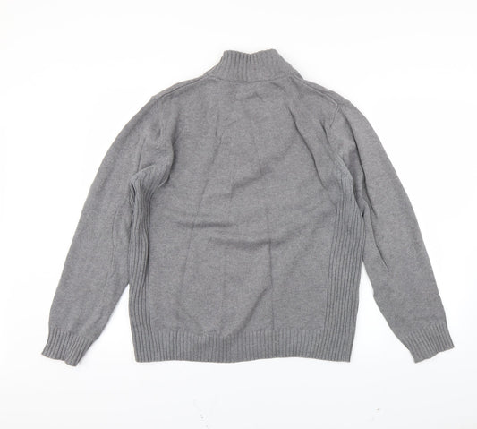 Easy Mens Grey Henley Jumper Size M