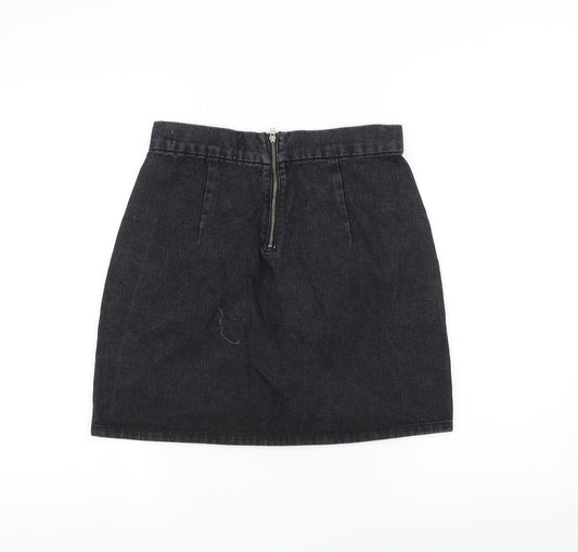 Denim & Co. Womens Black Denim A-Line Skirt Size 8