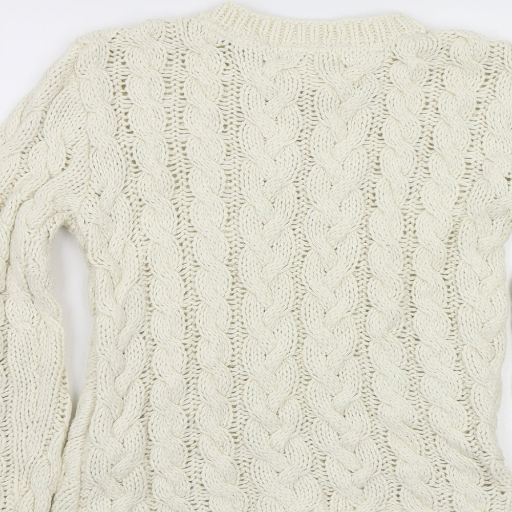 H&M Womens Ivory Knit Pullover Jumper One Size - Asymmetric Hem