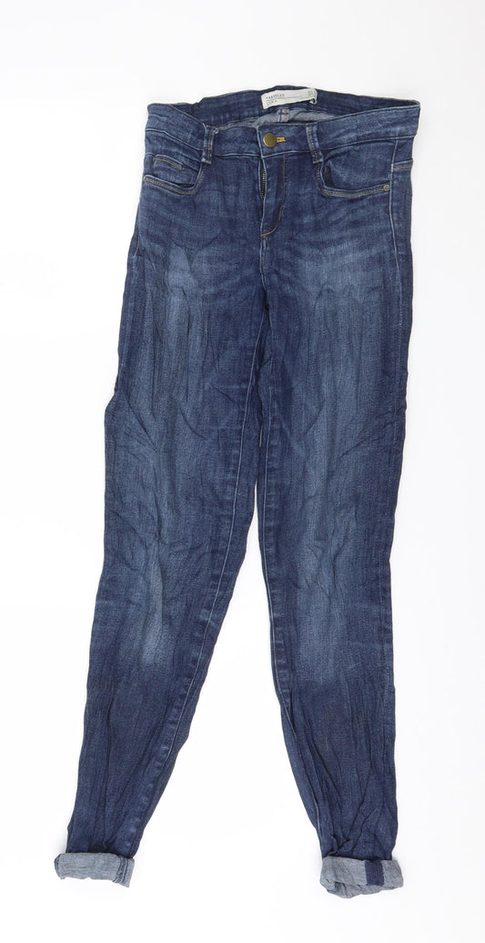 Womens UK Size 8 Zara Regular Fit Skinny Blue Jeans
