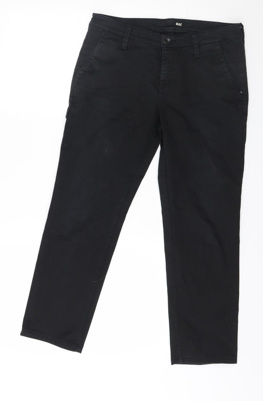 Womens UK Size 30 in Mac Regular Fit Black Trousers