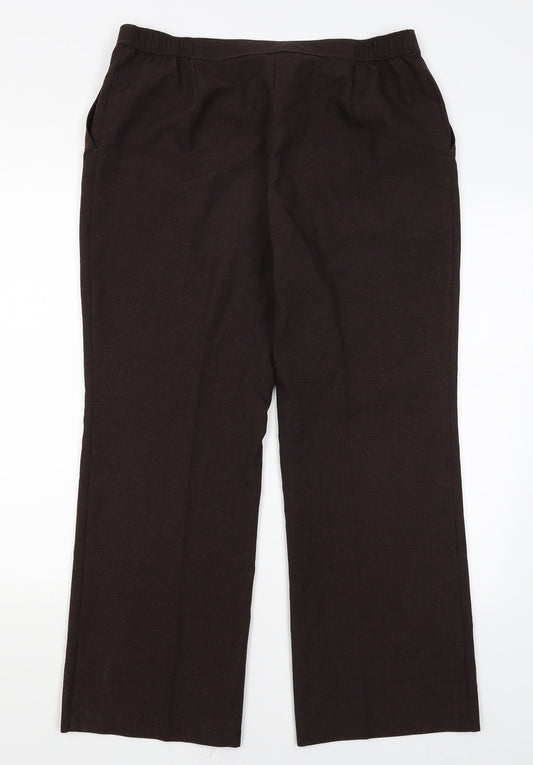 M&S Womens Brown Dress Pants Trousers Size 16 L27 in