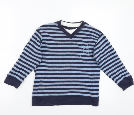 NEXT Boys Blue Striped Pullover Jumper Size 6 Years