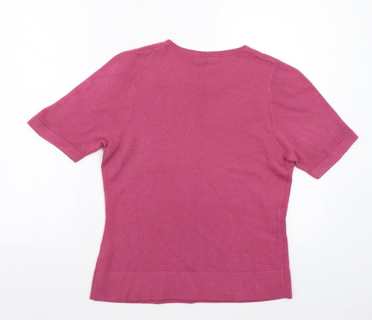 Womens UK Size M Classic Pink Basic T-Shirt