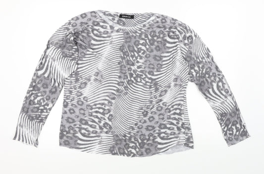 Kaleidoscope Womens Grey Animal Print Basic T-Shirt Size 14